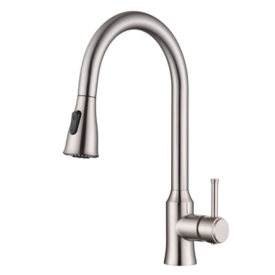 Grifo de cocina SUMERAIN con rociador extraíble, níquel cepillado, función dual, grifo de fregadero de acero inoxidable sin plomo
