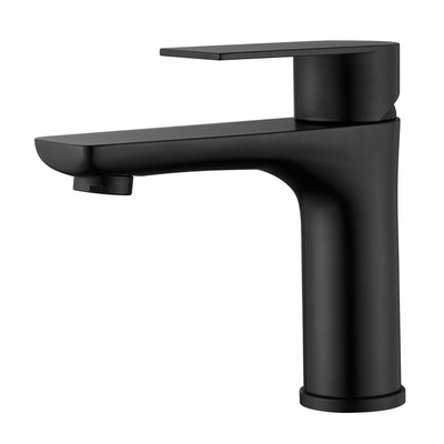 Grifo de baño Sumerain de un solo mando para lavabo de baño, orificio único, negro mate, grifo para tocador con líneas de suministro de agua