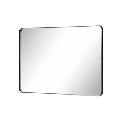 Espejo de baño SUMERAIN con marco negro mate, espejo de pared de 24x30 pulgadas con esquinas redondeadas y vidrio templado a prueba de roturas, montaje flexible horizontal o vertical