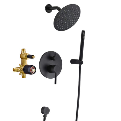 Sistema de ducha, juego de grifo de ducha de baño completo con válvula de equilibrio de presión, negro mate