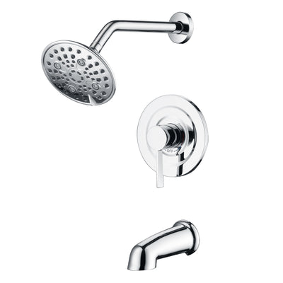 Juego de grifo para bañera y ducha sumerain con cabezal de ducha de 6 configuraciones, sistemas modernos de ducha para bañera montados en la pared con válvula y kit de recorte, cromo