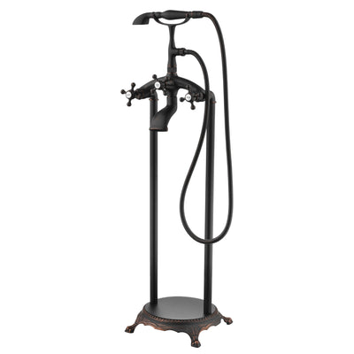 Grifo independiente para bañera tipo cascada SUMERAIN, grifo para bañera de montaje en suelo en bronce frotado con aceite con ducha de mano, alto caudal