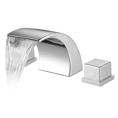 Grifo de lavabo de baño Sumerain de caída amplia, 3 orificios, doble mando, latón cromado