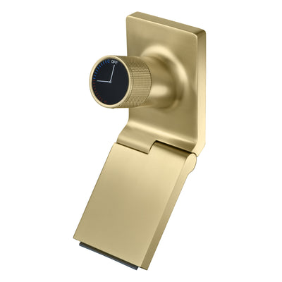 Grifo para lavabo de baño SUMERAIN montado en la pared, grifo de tocador de un solo orificio con mango único y pico plegable, válvula de instalación, acabado en oro cepillado