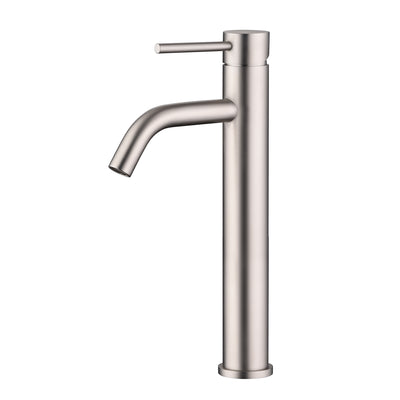Grifo alto para lavabo de baño SUMERAIN en níquel cepillado, grifo para lavabo con mango único y un solo orificio, acero inoxidable 304, ahorro de agua