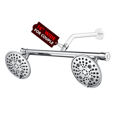 Combo lujoso sumerain de ducha doble de alta presión de 6" con 6 configuraciones y brazo de ducha largo de 20" para parejas, acabado cromado