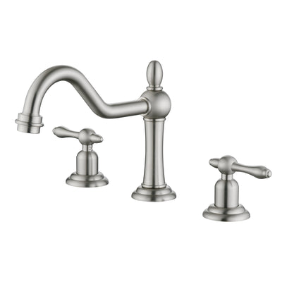 Grifo de baño vintage sumerain de 8" con extensión amplia y 3 orificios, grifo de lavabo con 2 manijas en níquel cepillado