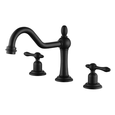 Grifo de baño sumerain de 8 pulgadas con extensión amplia en negro mate, grifo de lavabo vintage con 2 manijas y pico giratorio