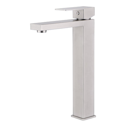Grifo alto para lavabo de baño sumerain en níquel cepillado, grifo para lavabo de un solo orificio y mango, acero inoxidable 304 ahorrador de agua