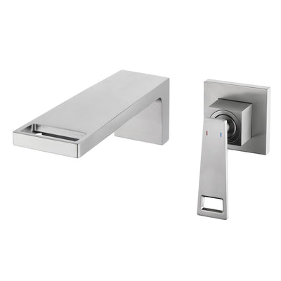 Grifo de cascada para baño SUMERAIN con mango único, montado en la pared, grifo para lavabo con válvula de instalación de latón, acabado en níquel cepillado