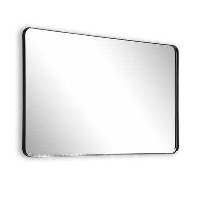 Espejo de tocador negro SUMERAIN, espejo de baño con marco de aluminio de 40x32 pulgadas con esquinas redondeadas y vidrio de fácil limpieza para hogares modernos, apto para baño y pasillo