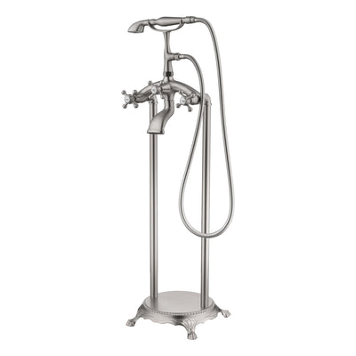 Grifo independiente para bañera SUMERAIN, grifo tipo cascada de montaje en suelo con ducha de mano, níquel cepillado, alto caudal
