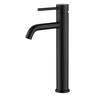 Grifo para lavabo de baño SUMERAIN, negro mate, grifo alto para lavabo con mango único y un solo orificio, acero inoxidable 304, libre de plomo