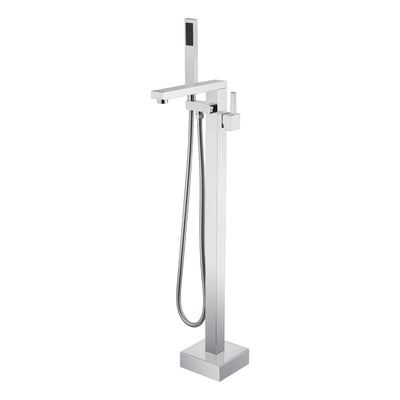 Grifo llenador de bañera de montaje en piso SUMERAIN con ducha de mano, grifo de baño de alto flujo con pico giratorio de 360 grados, cromo