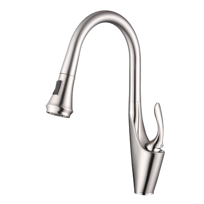 Grifo de cocina sumerain de un solo mango con salida extraíble, grifo para fregadero de cocina de acero inoxidable con un solo orificio y rociador extraíble