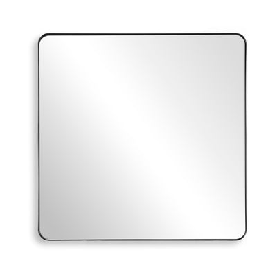Espejo grande de baño SUMERAIN, espejo de pared con marco de aluminio y vidrio templado de 38x38 pulgadas en negro mate, se cuelga horizontal o verticalmente, fácil de instalar