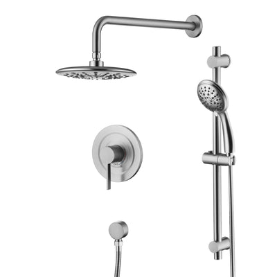 Sistema de ducha para baño sumerain en níquel cepillado, conjunto de grifo de ducha con barra deslizante montada en pared con cabezal de ducha y ducha de mano, válvula y kit de recorte incluidos