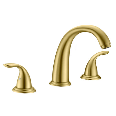 Grifo de bañera romano SUMERAIN de alta capacidad con 2 manijas, montaje en cubierta, llenador de bañera con válvula, dorado cepillado