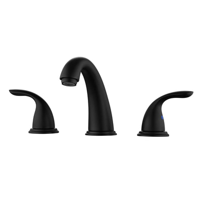 Grifo para baño sumerain con instalación amplia, grifo para lavabo de 3 orificios y doble mango, acabado en negro mate
