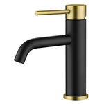 Grifo moderno para lavabo de baño SUMERAIN con mango único, grifo para lavabo con orificio único de acero inoxidable, negro y dorado