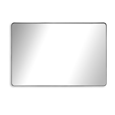 Espejo de tocador de baño SUMERAIN de 48x32 pulgadas, espejo de pared con marco de aluminio negro mate y vidrio templado para espacios grandes en baños modernos o estilo rústico