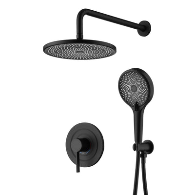 Conjunto de grifo de ducha empotrado sumerain en negro mate, sistema de ducha de lluvia con cabezal de ducha de 10 pulgadas, accesorios de ducha con rociador de mano incluidos, válvula y kit de recorte