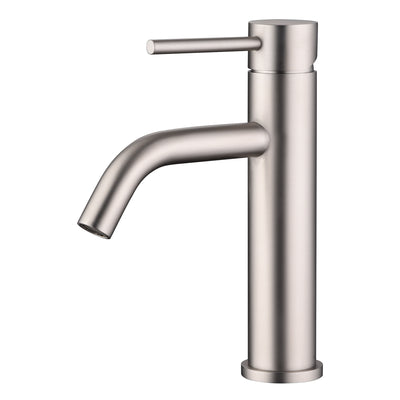 SUMERAIN Grifo para lavabo de baño níquel cepillado, grifo moderno para tocador de una sola manija, acero inoxidable sin plomo, un solo orificio