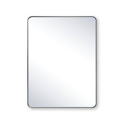 Espejo de tocador de baño negro SUMERAIN para pared, espejo de 24 x 32 pulgadas con marco de aluminio y vidrio templado a prueba de roturas, opciones versátiles de colgado para lavabo o entrada
