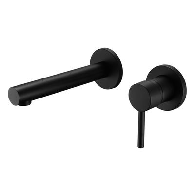 SUMERAIN Grifo de lavabo de baño de montaje en pared negro mate, grifo moderno para recipiente de lavabo con una sola manija