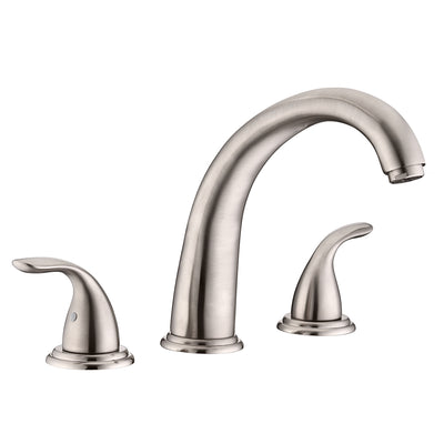 Grifo de bañera romana de dos mandos y caída amplia SUMERAIN, alto caudal, níquel cepillado