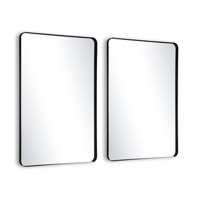 Espejo de baño SUMERAIN negro paquete de 2, juego de dos espejos de tocador con marco de aluminio y vidrio templado para tocador de baño con doble lavabo, 24x36 pulgadas montaje horizontal o vertical