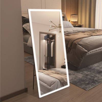 Espejo de cuerpo entero SUMERAIN con luces, espejo de pie LED de 80” x 36”, espejos de cuerpo completo para vestirse con atenuación y 3 colores de luz, espejo de pie para dormitorio, sala de estar, vestidor