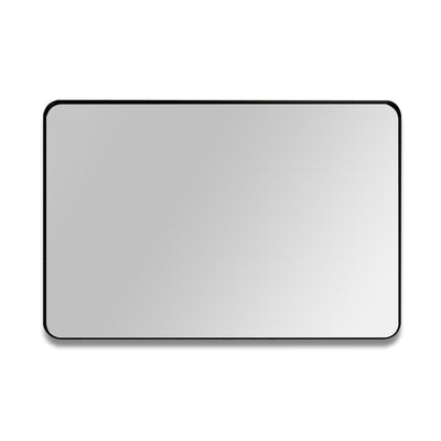 Espejo de tocador para baño SUMERAIN negro mate, espejo de pared de vidrio templado de 20x30 pulgadas con esquinas redondeadas, se cuelga horizontal o verticalmente