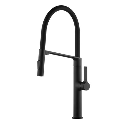 Grifo de cocina SUMERAIN negro mate de un solo agujero, grifo de fregadero con rociador extraíble sin plomo, montaje en cubierta