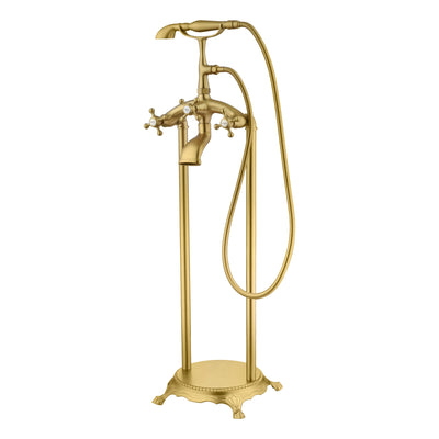 Grifo independiente para bañera SUMERAIN en oro cepillado, grifo antiguo tipo cascada para bañera con ducha de mano, alto caudal