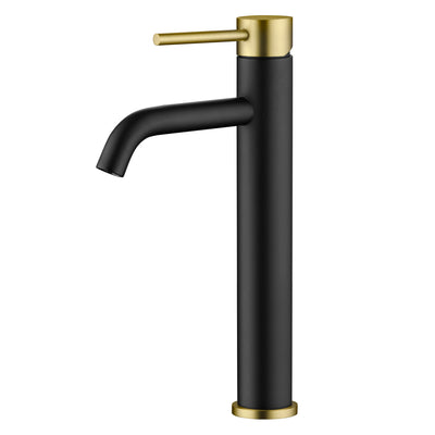 Grifo alto para lavabo de baño SUMERAIN, negro y dorado, grifo para lavabo con mango único y orificio único, sin plomo, acero inoxidable 304
