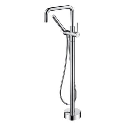 Grifo independiente para bañera SUMERAIN, grifo moderno montado en suelo con ducha de mano, latón, llenador de bañera de alto caudal, cromo