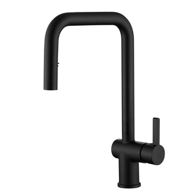 Grifo de cocina sumerain en negro mate con rociador extraíble, grifo para fregadero de cocina de acero inoxidable SUS304 con un solo mango y un solo orificio