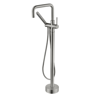Grifo moderno de suelo para bañera SUMERAIN con ducha de mano, níquel cepillado, grifo independiente para bañera de alto caudal