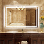 Espejo de baño LED SUMERAIN de 48 x 30 pulgadas con luces, iluminado trasero y frontal, espejo de tocador con 3 temperaturas de color para pared, antivaho, brillo regulable, función de memoria, vidrio templado