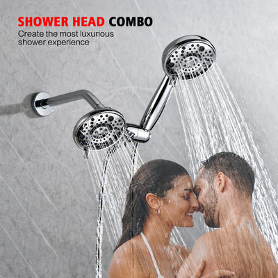 sumerain 3-Way 2-in-1 High Pressure Shower Head Combo with Handheld & Rain Shower and Shower Hose,Chrome Finish