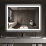 Espejo de tocador iluminado Sumerain 40 x 30 pulgadas para pared de baño, espejo LED para baño con brillo regulable inteligente anti-vaho con iluminación frontal y trasera, 3 modos de iluminación, función memoria