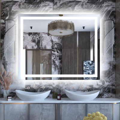 Espejo de baño LED SUMERAIN de 40 x 32 pulgadas, espejo de tocador antivaho para pared, función de memoria, espejo de tocador iluminado con 3 colores con vidrio templado, listado ETL