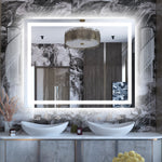 Espejo de baño LED SUMERAIN de 40 x 32 pulgadas, espejo de tocador antivaho para pared, función de memoria, espejo de tocador iluminado con 3 colores con vidrio templado, listado ETL