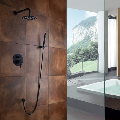 Juego de grifos para ducha Sumerain negro mate, sistema de ducha negro con cabezal de ducha tipo lluvia y ducha de mano