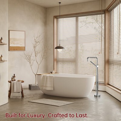 sumerain Freestanding Bathtub Faucet, Modern Floor Mounted Tub Faucet with Hand Shower Brass High Flow Tub filler Chrome