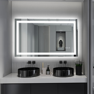 Espejo de baño LED SUMERAIN 40 x 24 pulgadas con luces, espejo para tocador de pared, 3 temperaturas de color, vidrio templado, función memoria, certificado ETL