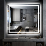 Espejo de baño LED SUMERAIN de 40 x 36 pulgadas con luces, iluminado frontal y trasero, espejo de tocador con luz regulable sin escalones y 3 temperaturas de color para pared, antivaho, función de memoria, vidrio templado a prueba de roturas