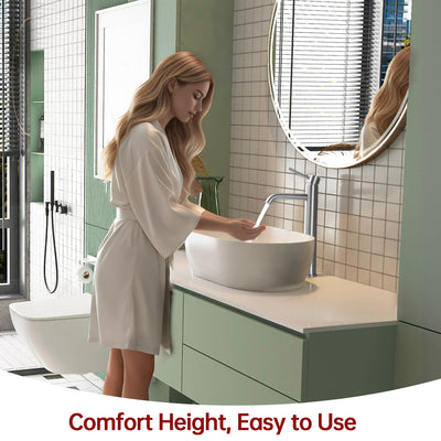 Grifo alto para lavabo de baño SUMERAIN en níquel cepillado, grifo para lavabo con mango único y un solo orificio, acero inoxidable 304, ahorro de agua