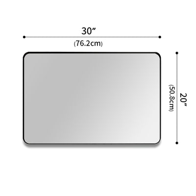 Espejo de tocador para baño SUMERAIN negro mate, espejo de pared de vidrio templado de 20x30 pulgadas con esquinas redondeadas, se cuelga horizontal o verticalmente